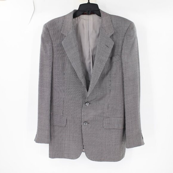Bijan sport coat mens 38R micro tooth two button black and white silk wool notch - Picture 1 of 16